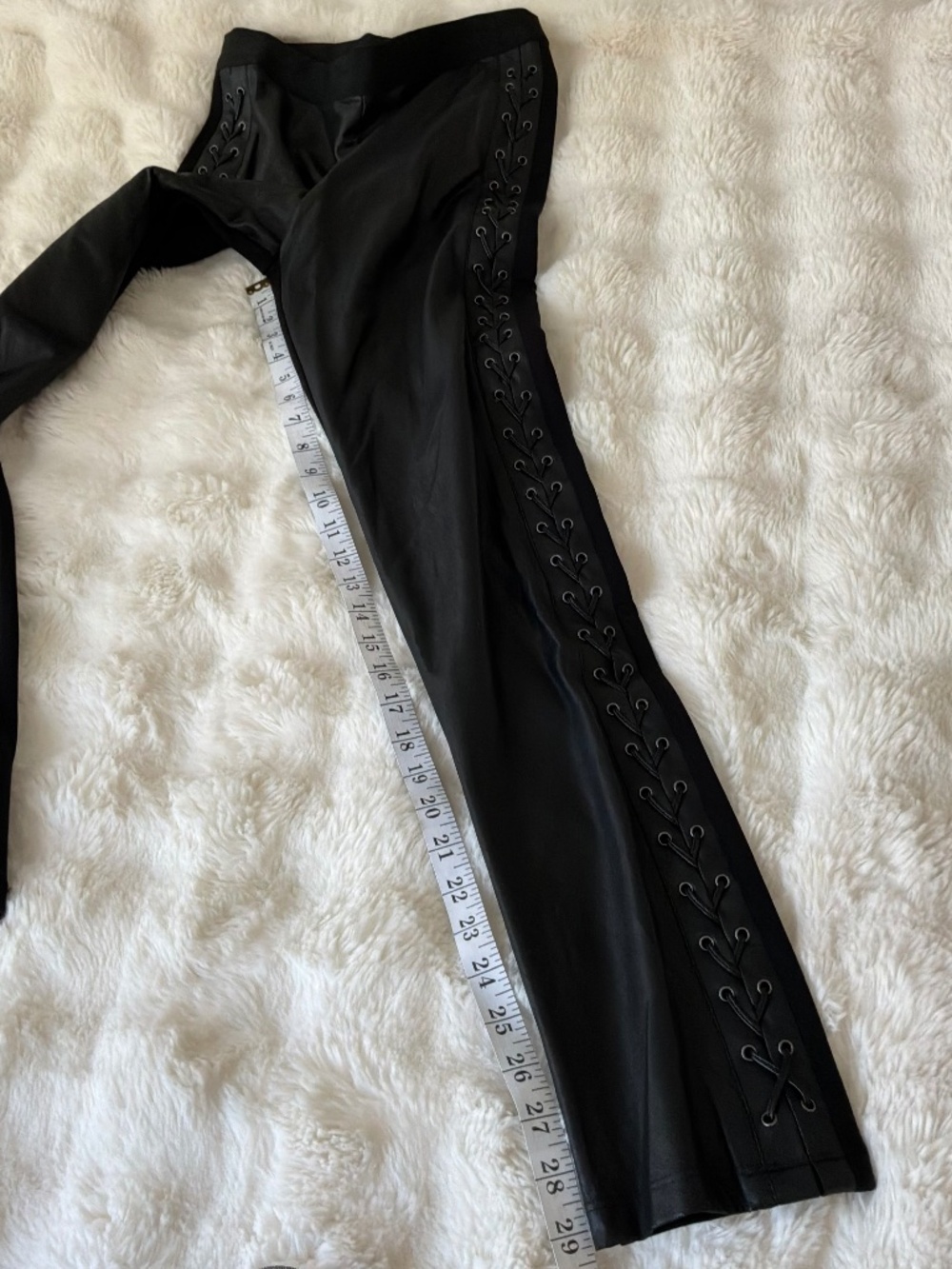 BCBGMAXAZRIA Black Side Lace Up Grommet Leggings M - Picture 4 of 6